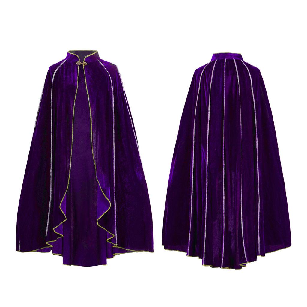Medieval Plush Cloak With Gold Trim For Cosplay And Anime Role Playing