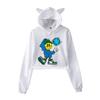 Connor Price Printed Cat Ear Hoodie Women Long Sleeve Short Shirts Women Casual Streetwear Crop Tops