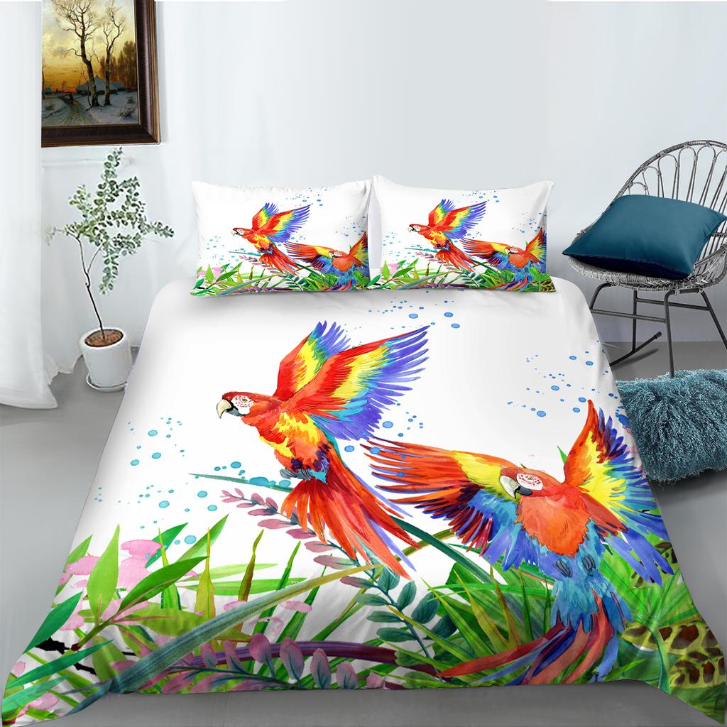 Постельное белье с 3D-принтом птицы, односпальная двуспальная кровать, полноразмерная наволочка с животным принтом и пододеяльник, 2 или 3 удобных моющихся украшения для дома