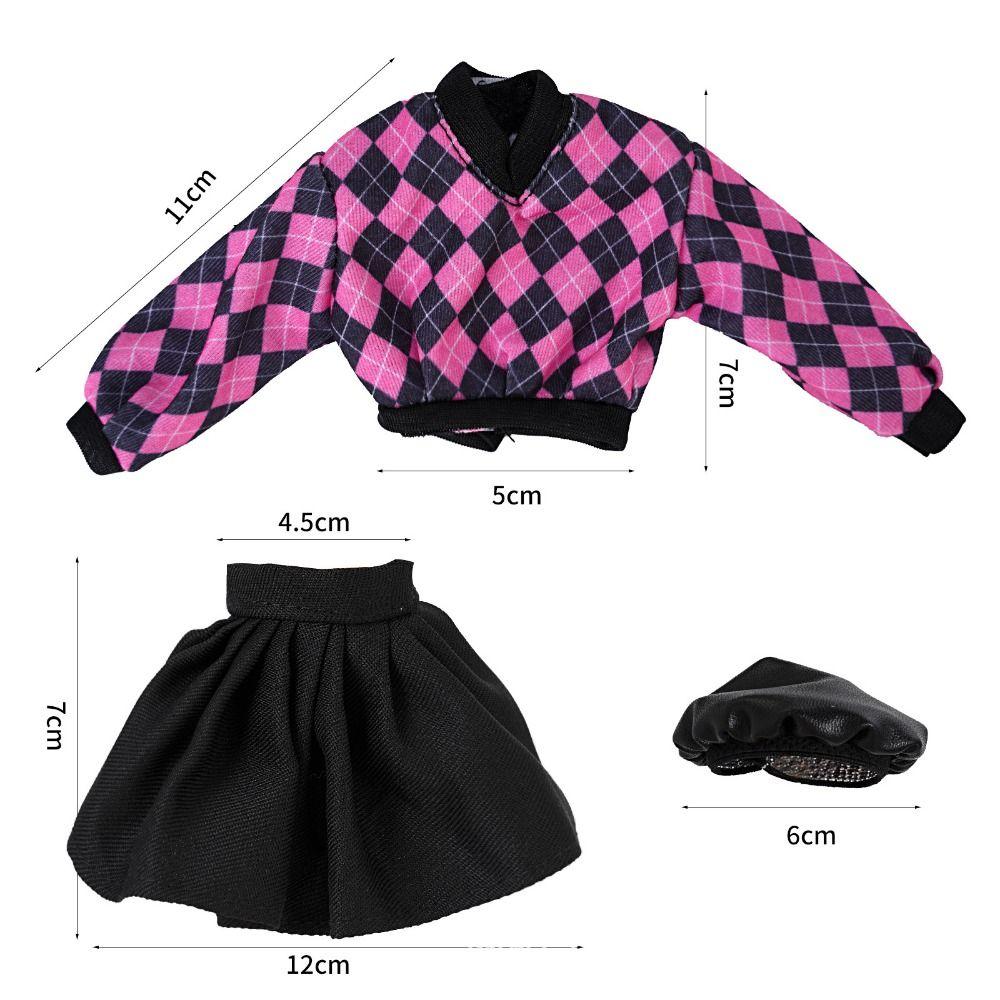 Plaid Sweater Doll Sweater Skirt Set Multicolor Mini College Suit Fashion Doll Clothes