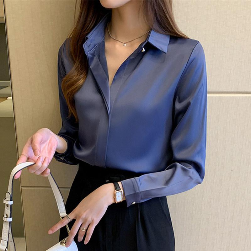 Silk Women's Shirt Long Sleeve Fashion Woman Blouses Satin Top Female Shirts and Blouse Basic Ladies Tops Women Clothing