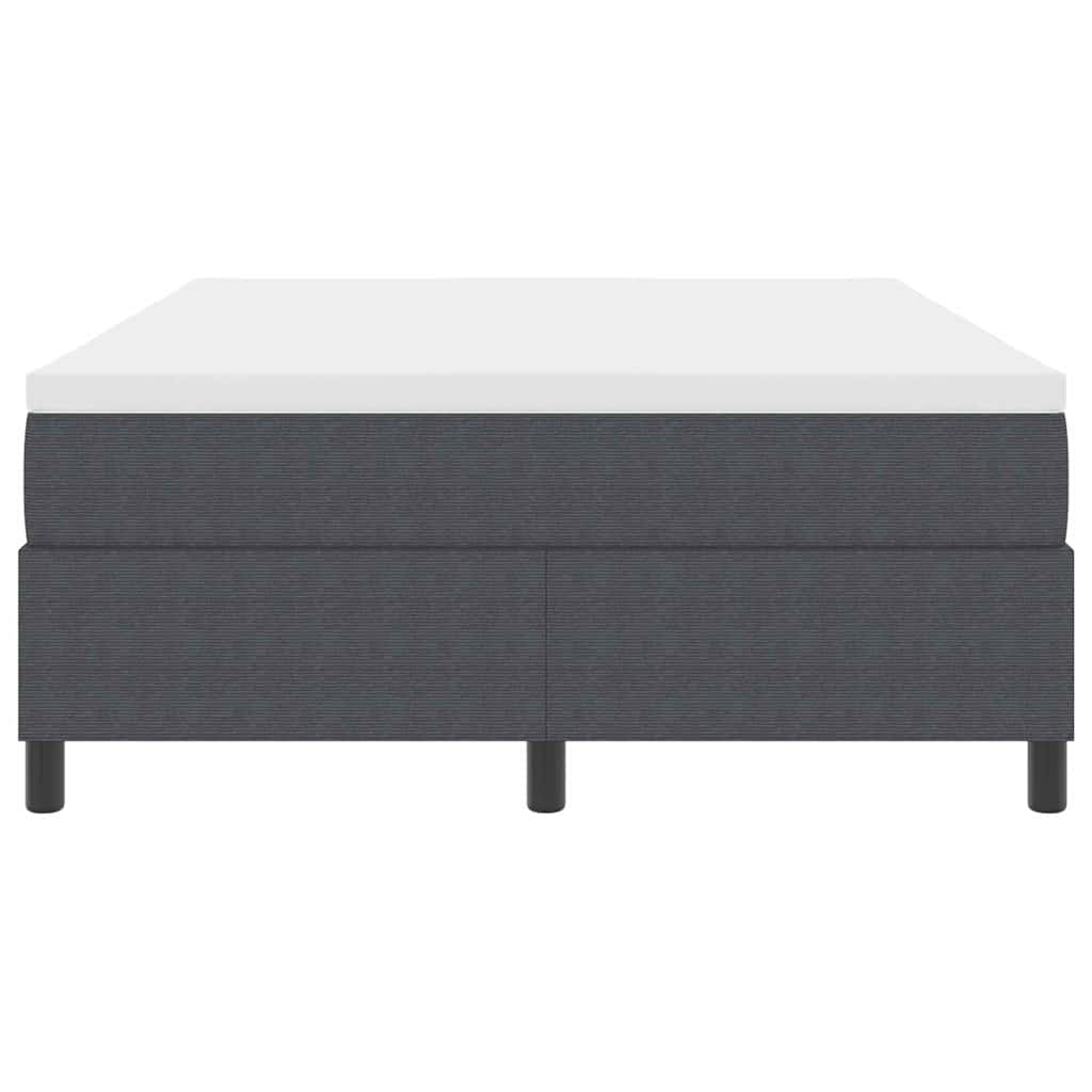 Box Spring Bed in Dark Grey and White 140 x 190 cm Cord Fabric
