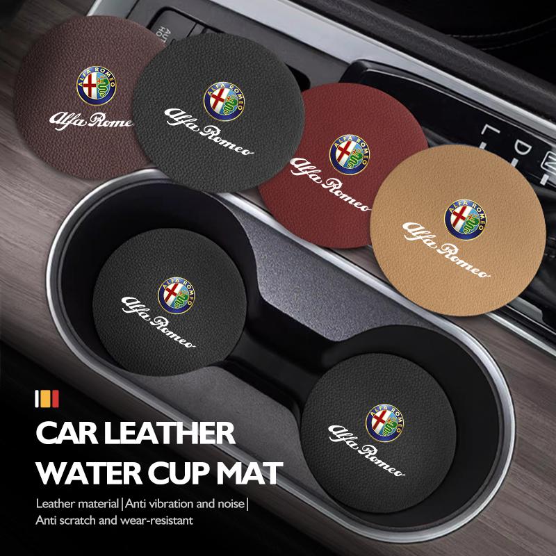 2Pcs Car Coasters Anti-slip Water Cup Drink Holder Accessories For Alfa Romeo 159 Giulietta Giulia 147 Mito 156 159 166 GT