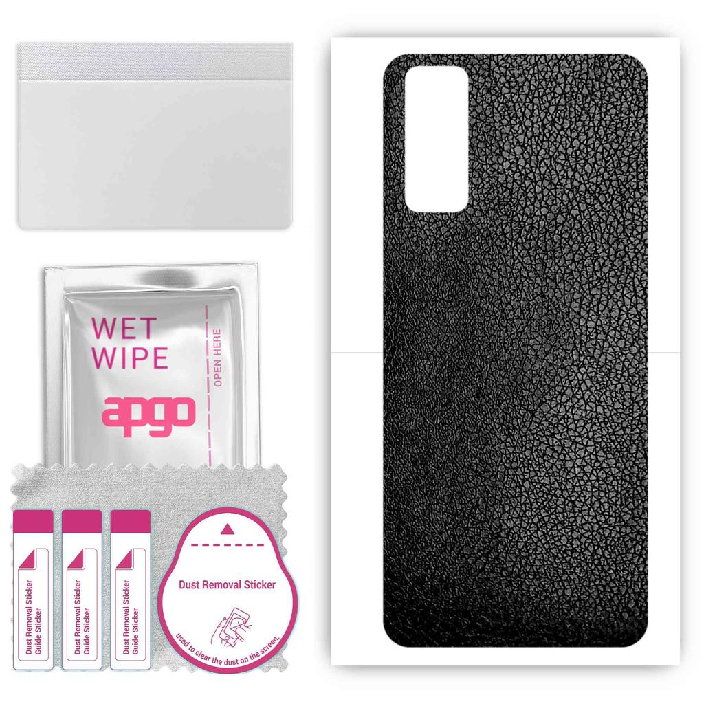 apgo Protective Skin Sticker for the Back Compatible with Vivo Y20s G, Wrap Film, Foil, Vinyl - Pattern Black Leather