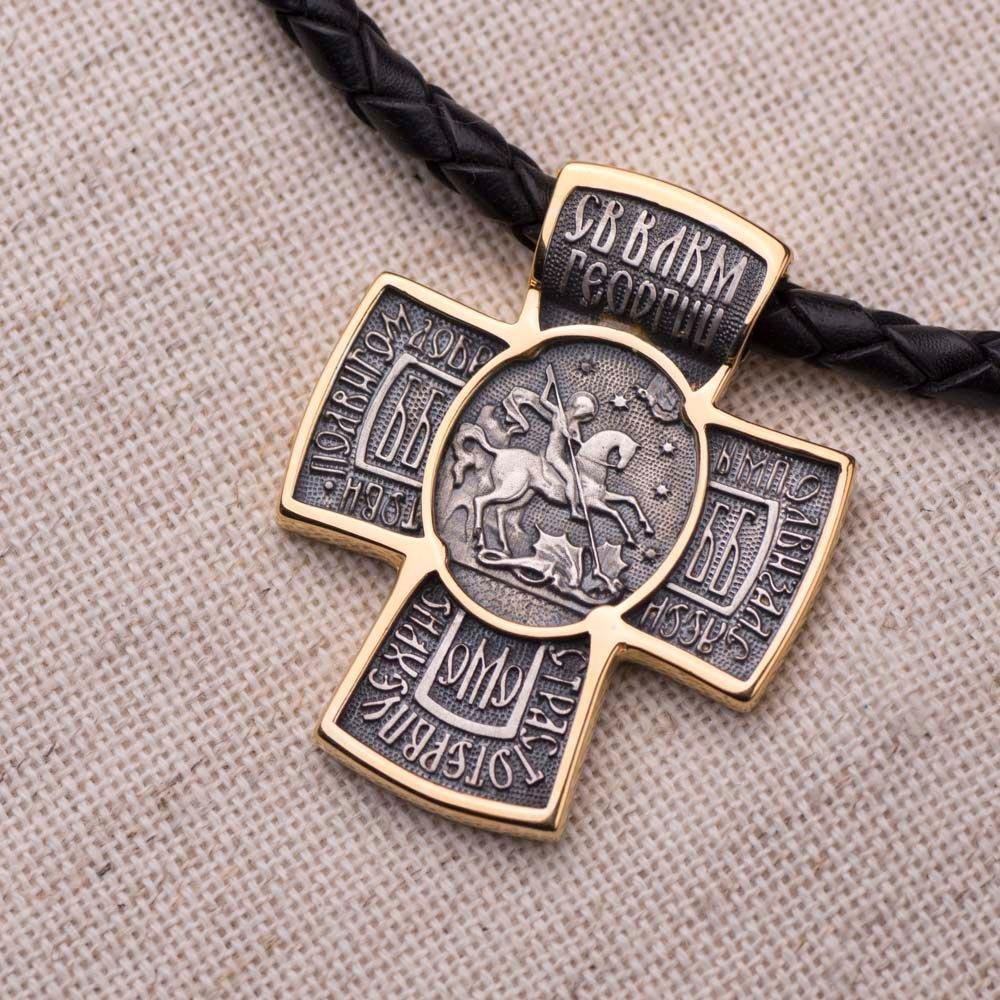 Серебряный крест Архангел Михаил Oniks