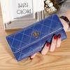 Women Lady Clutch Leather Plaid Hasp Wallet Long Length Card Holder Phone Bag Case Purse