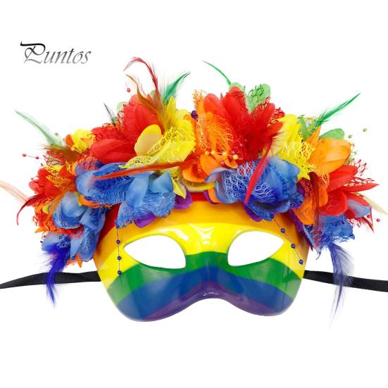 Прочная маска Mardi Gras из твердого пластика для мужчин и женщин, красочная радужная маскарадная маска с перьями, карнавальная, венецианская, для вечеринки, Хэллоуина, косплея