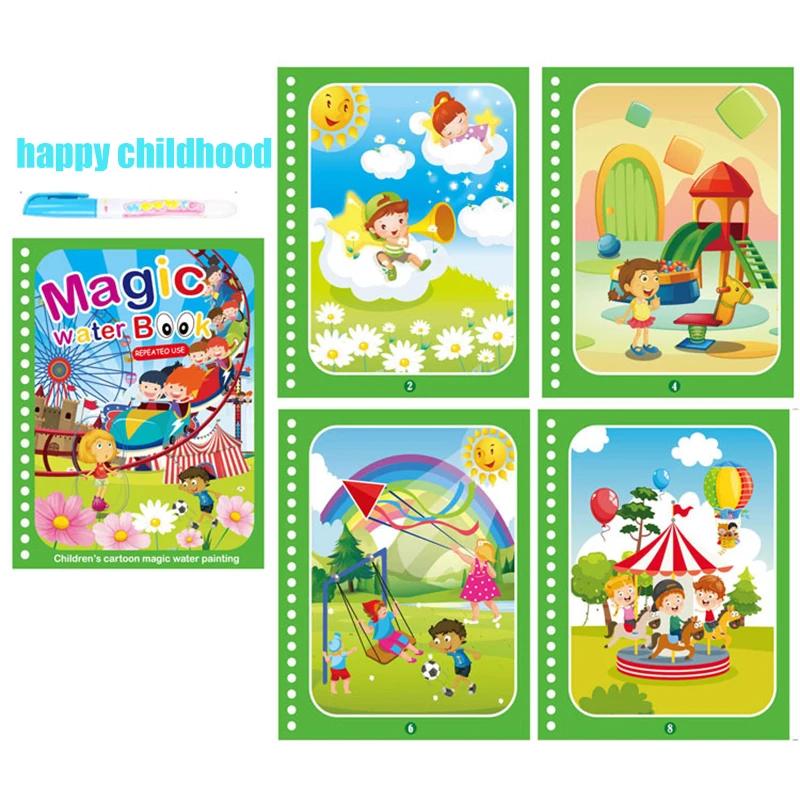 Нетоксичная волшебная водная раскраска с кисточкой, книжка-раскраска для детей от 2 до 4 лет, развивающая игрушка, детские игрушки Монтессори