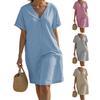 Женское повседневное платье-футболка с V-образным вырезом и коротким рукавом, свободное платье, летний пляжный сарафан для путешествий и отпуска