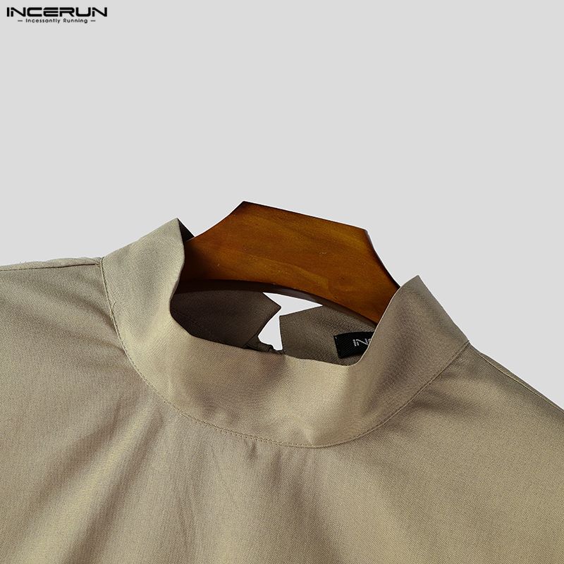 INCERUN Мужские облегающие повседневные майки без рукавов с воротником-стойкой и эластичной талией, скрученные