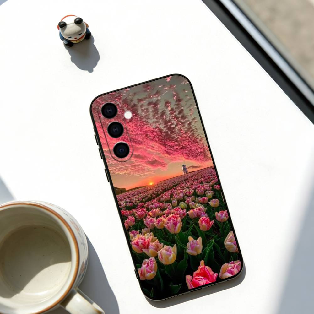 Flower Sea Phone Case For Samsung Galaxy A73,A72,A71,A70,A53,A52,A51,Soft Silicone Black Cover