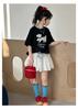 Girls' T-shirt set 2026 new Korean version summer mid size children's half skirt, internet famous loose and stylish two-piece set