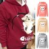 Kangaroo Pouch Cats Fish Print Long Sleeve  Hoodie Pets Holder Sweatshirt