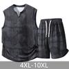 Большие размеры 4XL-10XL Модный летний комплект из 2 предметов для мужчин, без рукавов, футболки, повседневный оверсайз жилет, летние шорты, комплекты