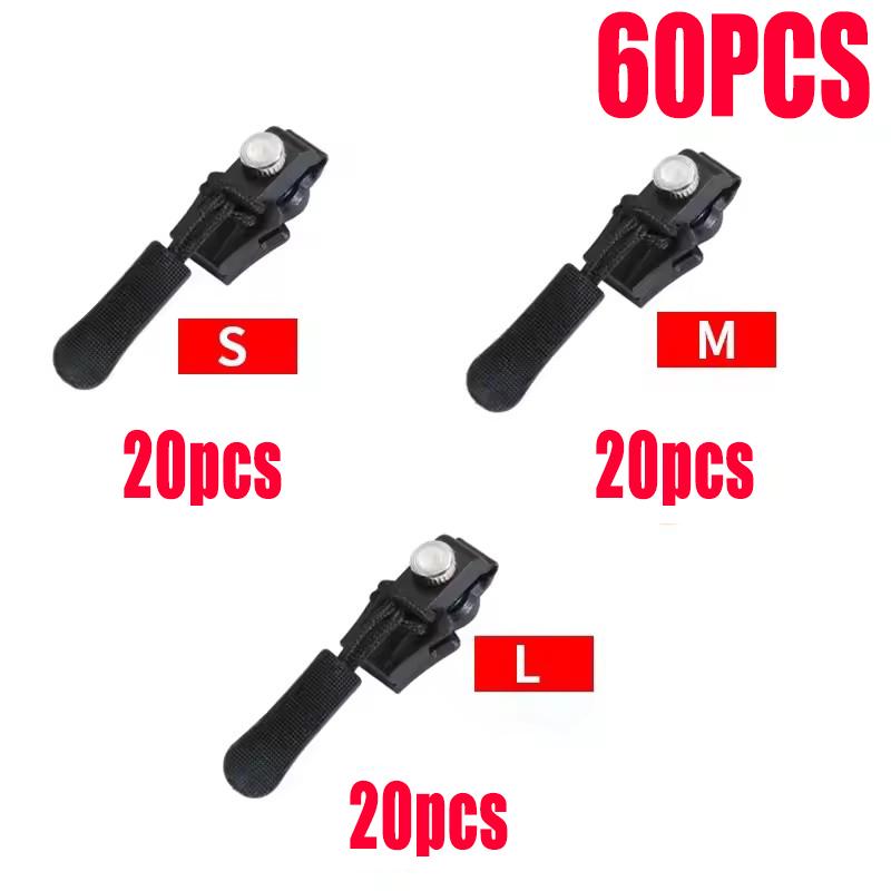 3-60Pcs Universal Zipper Repair Kit Quick Instant Detachable Zipper Head Replacement Zipper Slider Pull for 3 Different Size
