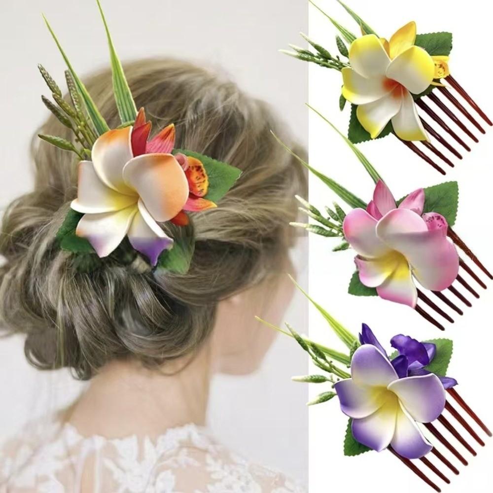 Temperament Plumeria Hair Comb Elegant Bohemian Style Hair Clip Fashion Side Clip Hair Clip Beach