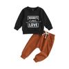 Baby Boys 2 Piece Tracksuit Letter Print Long Sleeve Sweatshirt 6M 12M 18M 24M 3Y and Elastic Pants Spring Outfits for Toddler