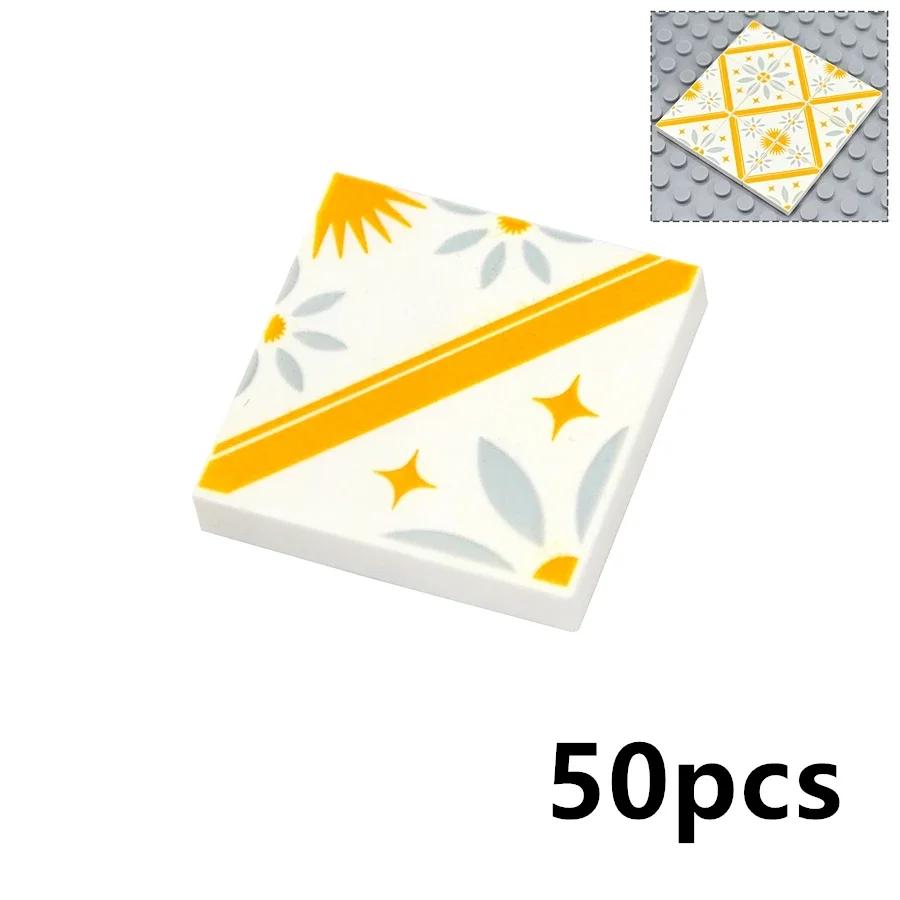 Smooth 2x2 Floor Printed Tile Assembled Building Blocks MOC City House Bricks Decoration Ceramic Tile Construction Toys