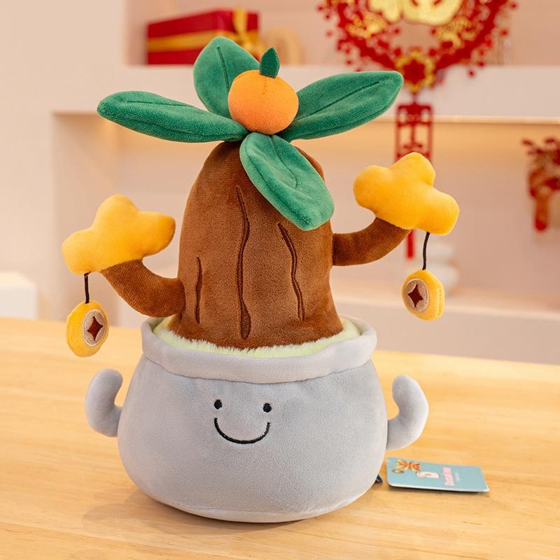 Creative Design Wealth Tree Green Plants Buddhist Iron and Strong Jili Potted Supple-touch Doll Car-mounted Symbols of Gifts for The Latest