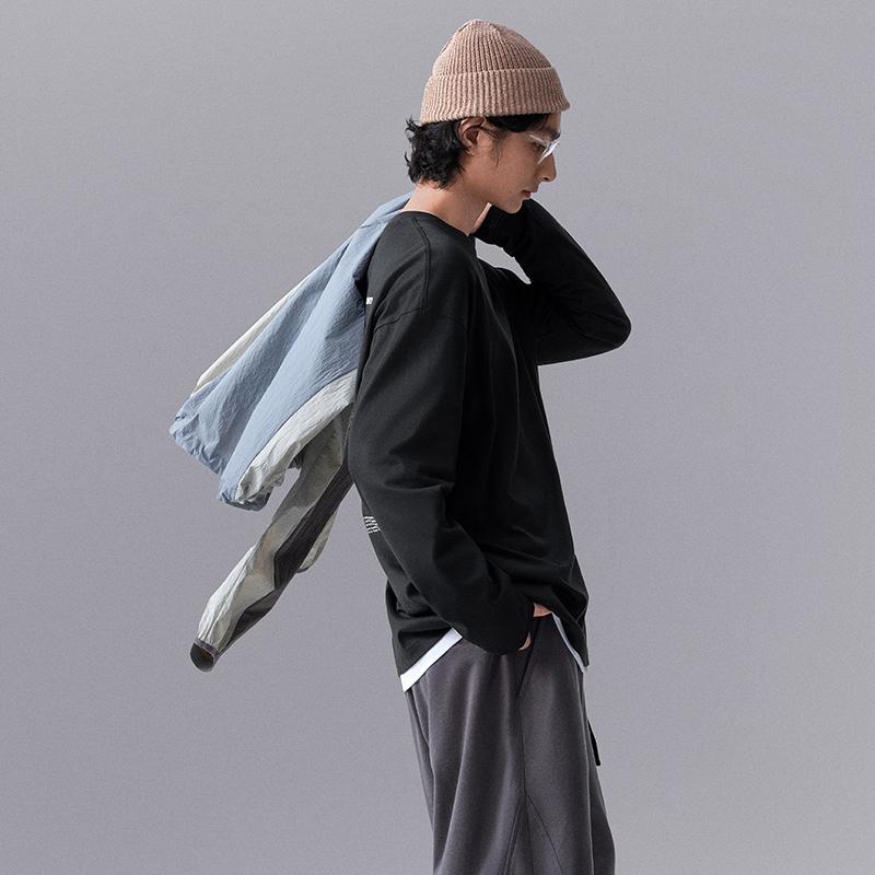 Li Ning CF Letter Print Casual Sports Crew Neck Pullover Long Sleeve T Shirt Men Tops Black ATLU113-1