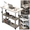 Mobile Laptop Standing Desk Adjustable Bedside Laptop Desk with Rolling Wheels Wooden Laptop Table Storage Shelf for Home Office