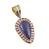 Natural Iolite Gemstone 925 Solid Sterling Silver Two Tone Pendant 1.50" j4j23