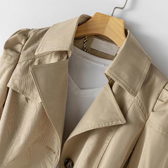 Осень-весна Женская куртка с отложным воротником, однобортное свободное пальто средней длины, однотонный цвет