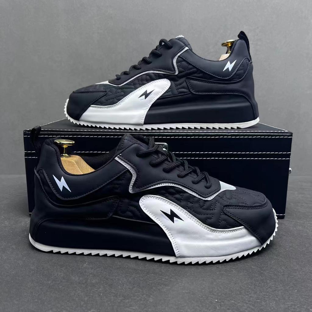 Модные спортивные кроссовки, спортивная обувь, кожаные балетки, баскетбольные балетки, граффити, толстые, беговые, высокая подошва, модные мужские кроссовки