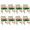 Day and Night - Day and Night Garden Chairs 8 Pcs Solid Teak Wood Green Cushions