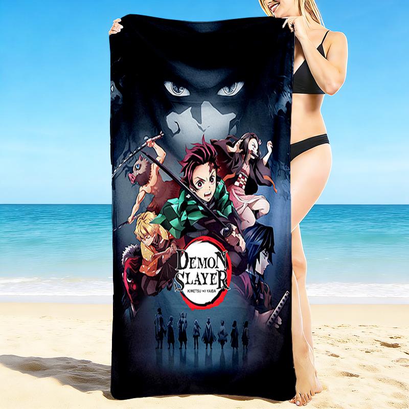 1Pc Demon Slayer Adventure Beach Towel, Quick Dry, Multi-Use for Beach Pool Gym Yoga Home Travel, Christmas, Halloween, Xmas Gift M92989