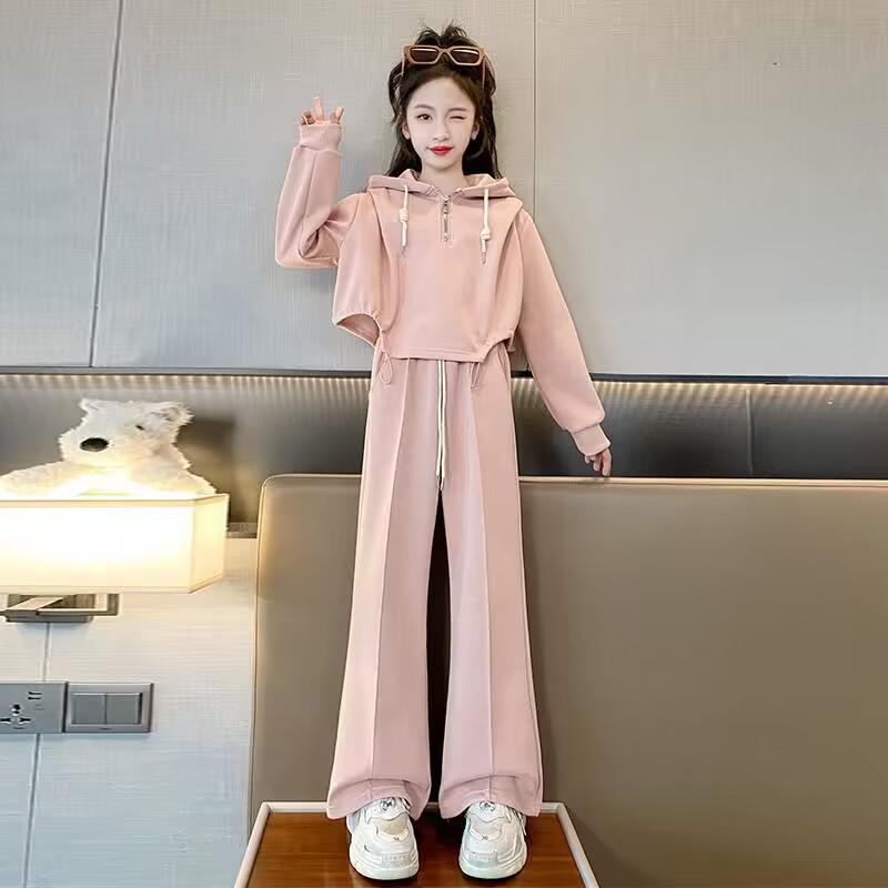 Комплект для девочек: осенний худи в корейском стиле и брюки широкого кроя