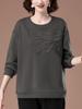 Plus Size Casual Sweatshirt for Middle-Aged Women - Early Autumn Round Neck Top