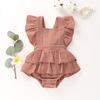 Summer Newborn Baby Girl Clothes Solid Color Sleeveless Ruffle Strap Romper Jumpsuit Toddler Cotton Outfit Sunsuit Clothes