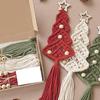 Yousheng Cotton Rope Christmas Hanging Ornament Bohemia Hand Woven Wall Hanging Decoration with Wood Beads for Christmas Home Door