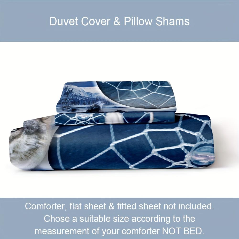 3pcs Moon Wolf Printed Bedding Dreamcatcher National Style Guest Room Duvet Cover Set (1pc* Duvet Cover + 2pcs Pillowcase)