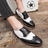 Mens Luxury Shoes Brogue Lace-up Mens Shoes Casual British Style Contrast Color Oxford Shoes Mens Office Shoes Plus Size 38-48