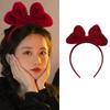 2024 Красная бархатная повязка с бантом - Женские новогодние и рождественские аксессуары для всех возрастов