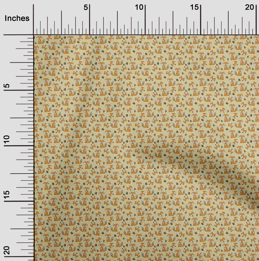 oneOone Cotton Flex Beige Fabric Kids Animal Sewing Material Print Fabric By The Yard 40 Inch