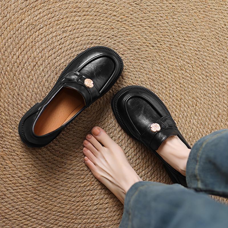 Женские мокасины весна-осень универсальные удобные толстые каблуки низкие повседневные туфли большого размера