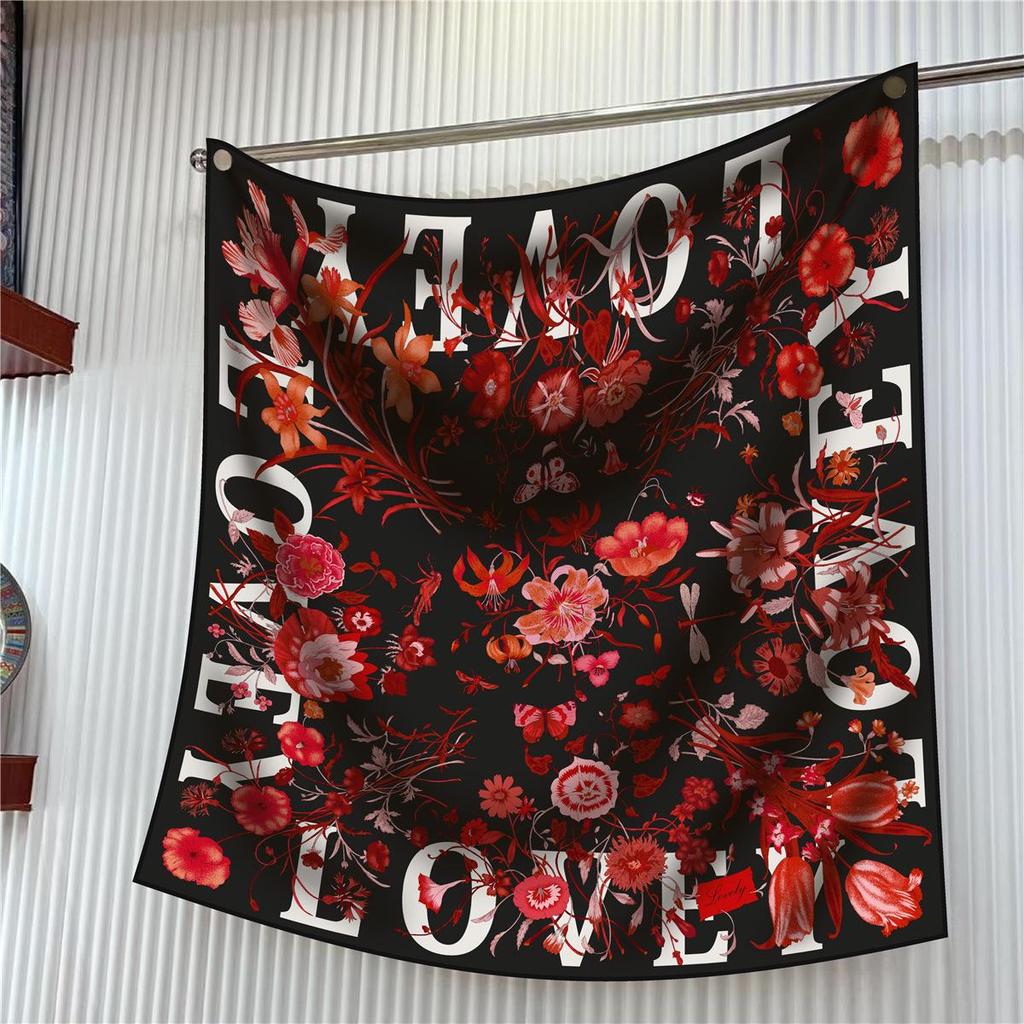 90cm Korean-Style High-Quality Twill Silk Chain Print Ladies' Decorative Shawl