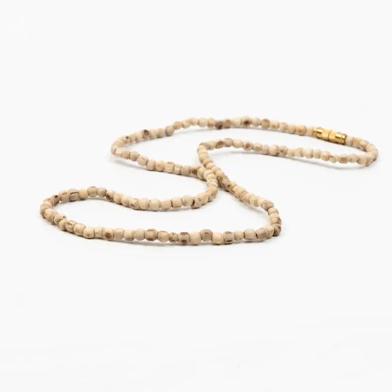 Кантхи из туласи – Ожерелье из бусин из настоящего дерева туласи для индуистской молитвы, духовного исцеления и медитации Мала – Религиозный подарок для мужчин и женщин