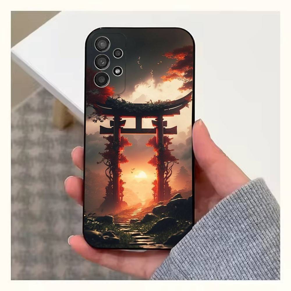 Art Style Japanese Phone Case For Samsung S22,S21,S20,S10,S9,S25,S24,S23,Ultra,FE,Plus,Lite,Soft Silicone Black