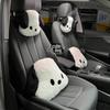Cute Black and White Dog Car Winter Waist Support Pillow