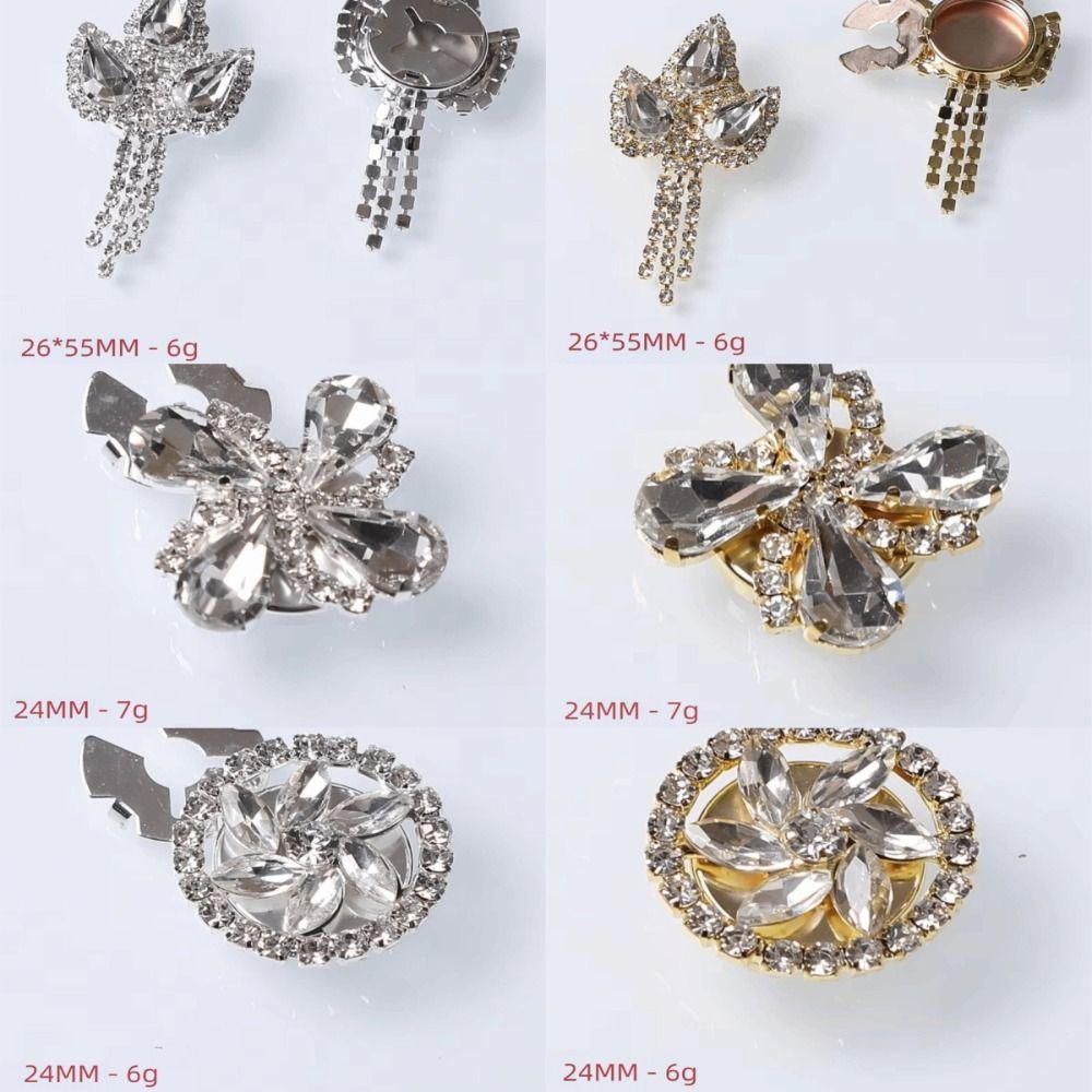 Flower Rhinestone Button Cover Alloy Detachable Clip-On Button for Shirt Tuxedo Accessories