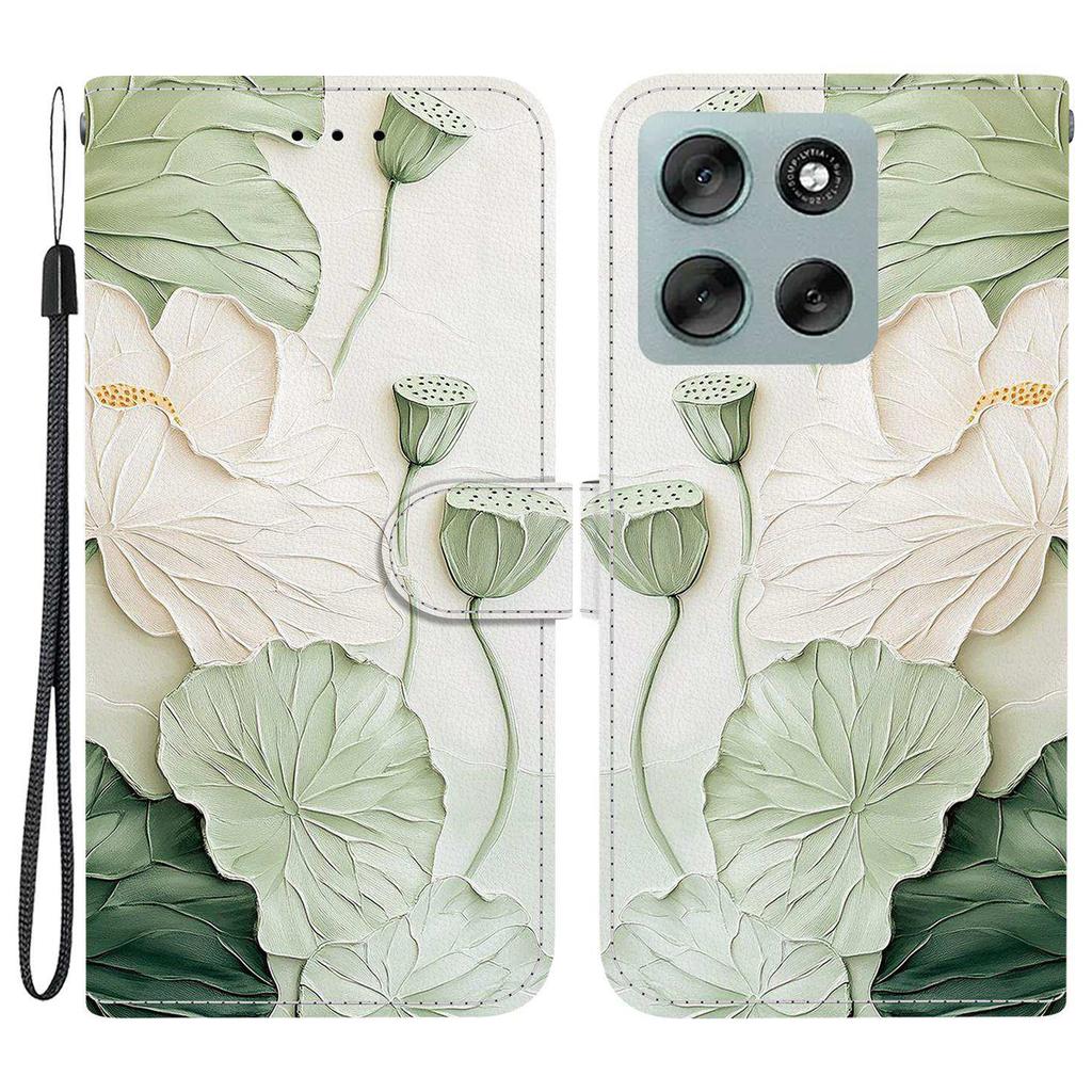 Для Motorola Moto G56 5G Кошелек Чехол С Принтом Кожаная Подставка Чехол для Телефона с Ремешком