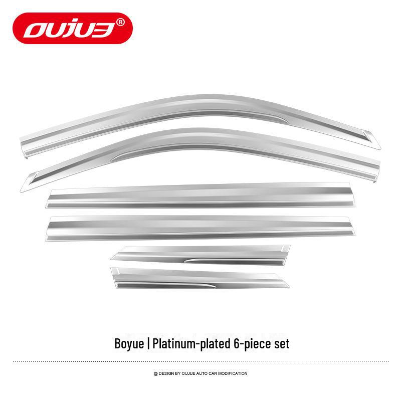 Дождевой щиток Geely Boyue/Binyue Pro: Гальванизированная солнцезащитная/дождевая накладка на окно автомобиля.