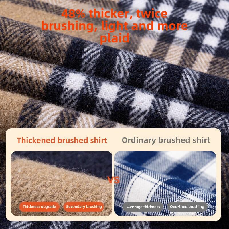 Мужская рубашка из чистого хлопка в клетку с длинным рукавом — модная, повседневная, универсальная