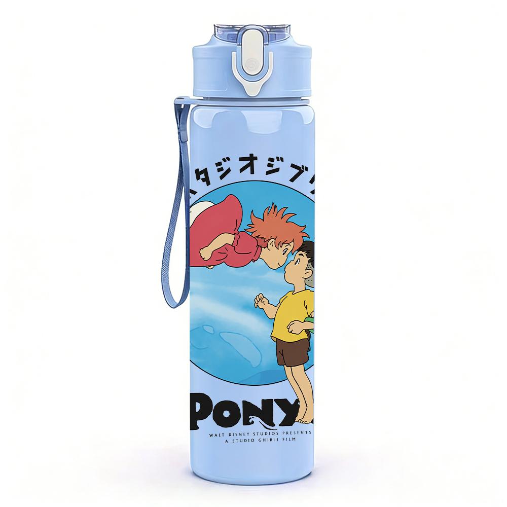 1PC Ponys Retro Round Planet Logo Print 750ml Portable Sports Water Bottle Leakproof Gym Outdoor Travel Drink Cup