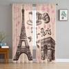 Paris Eiffel Tower And Bakery Chiffon Sheer Curtains for Living Room Bedroom Kitchen Decoration Window Voiles Tulle Curtain