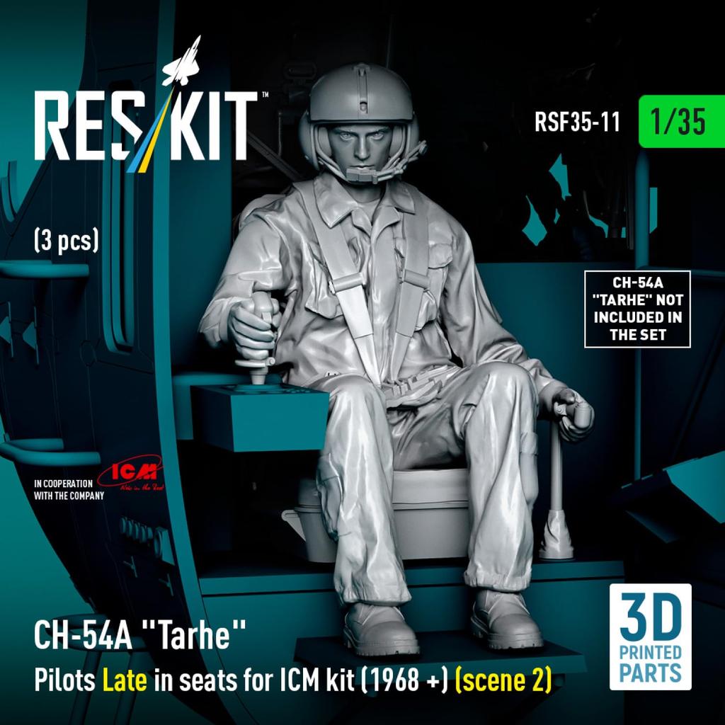 Reskit Tarhe Crew Late 3 шт. Пластиковые детали для модели 1/35 CH-54A с сиденьем 1968- (для ИКМ) RSKF35-0011 (Самолет)